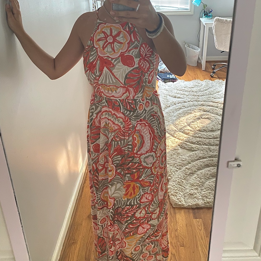 floral high neck maxi dress